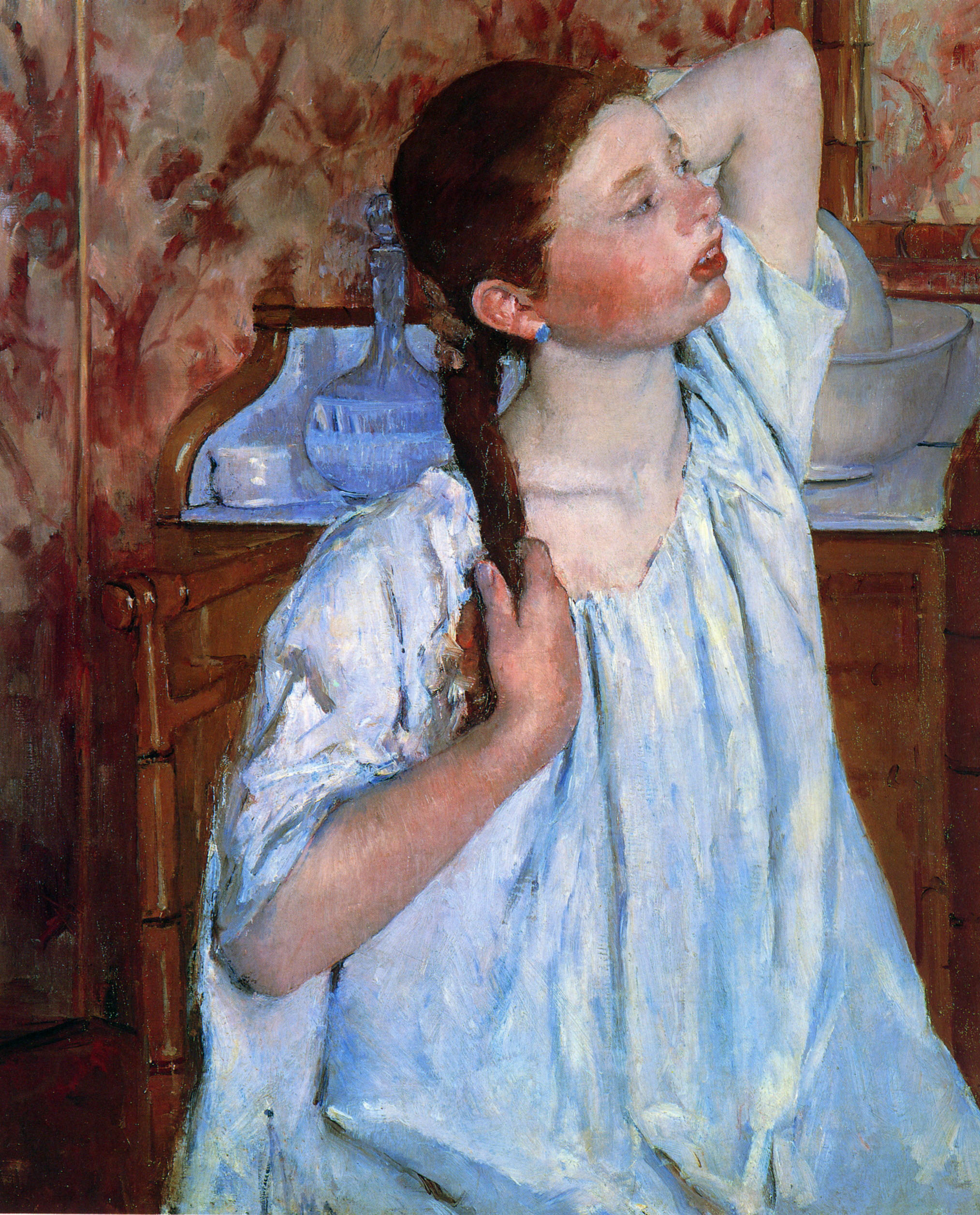 Girl ranging Her Hair - Mary Cassatt Painting on Canvas